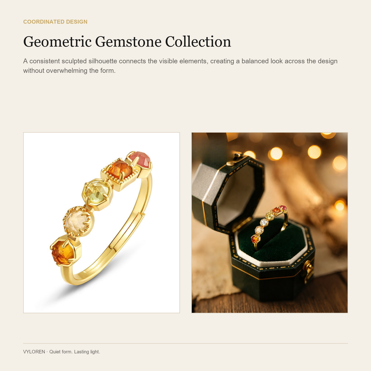 VYLOREN Geometric Gemstone Collection coordinated design card