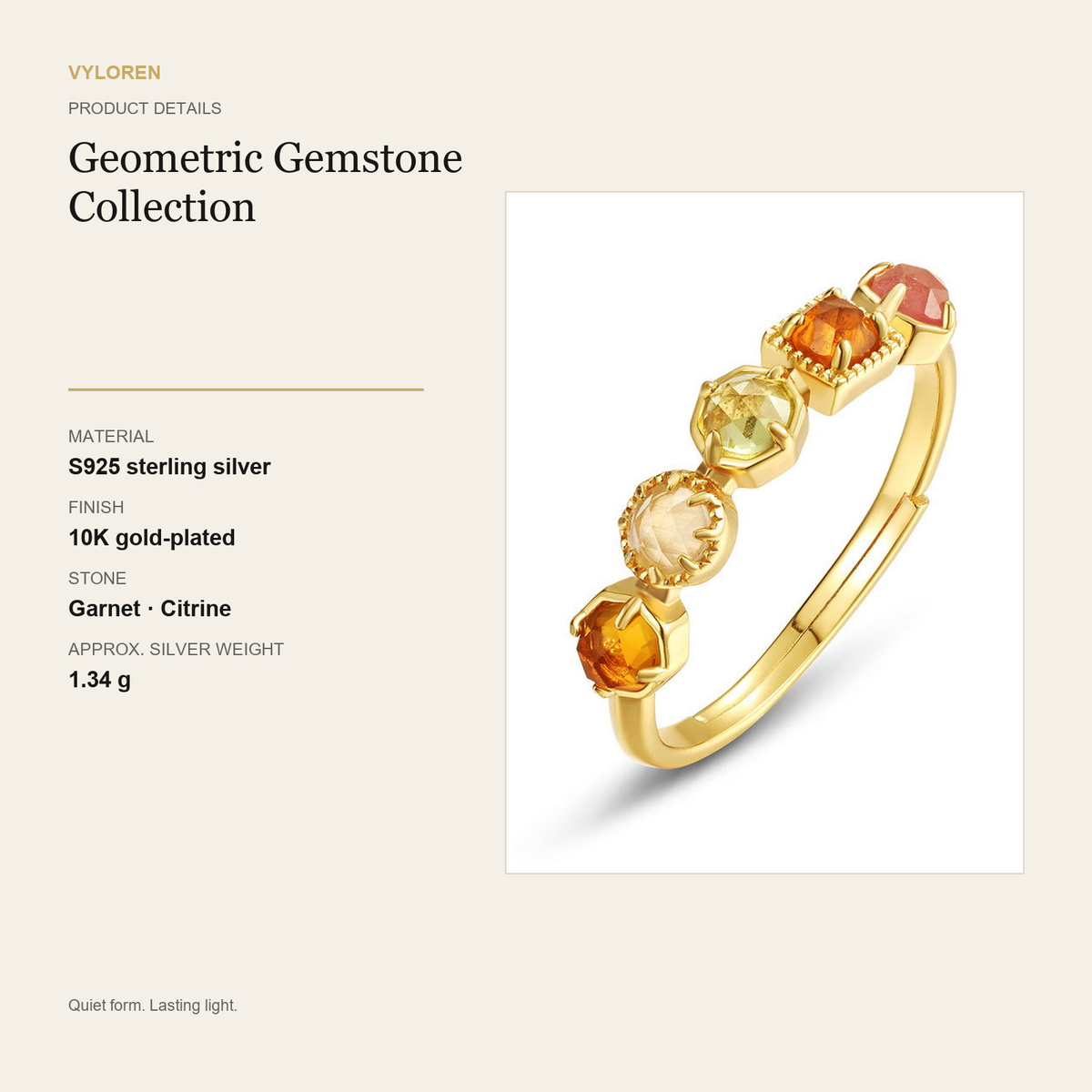 VYLOREN Geometric Gemstone Collection product details card