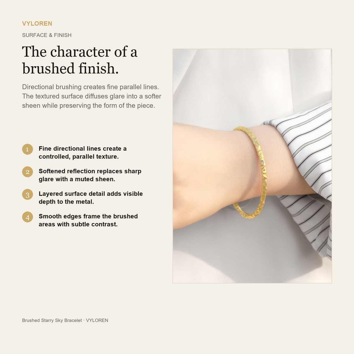 VYLOREN Brushed Starry Sky Bracelet brushed finish card