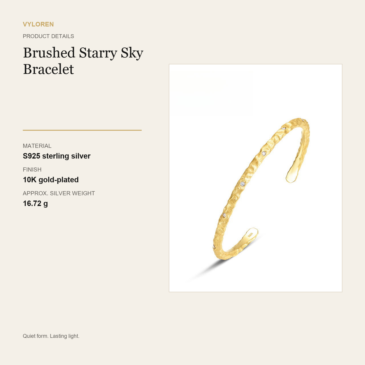 VYLOREN Brushed Starry Sky Bracelet product details card