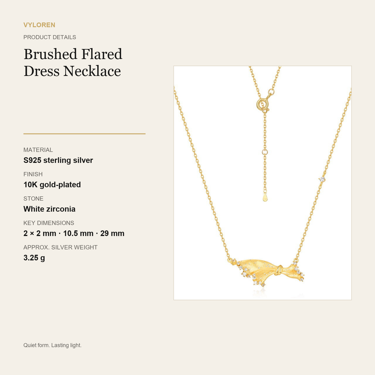 VYLOREN Brushed Flared Dress Necklace product details card