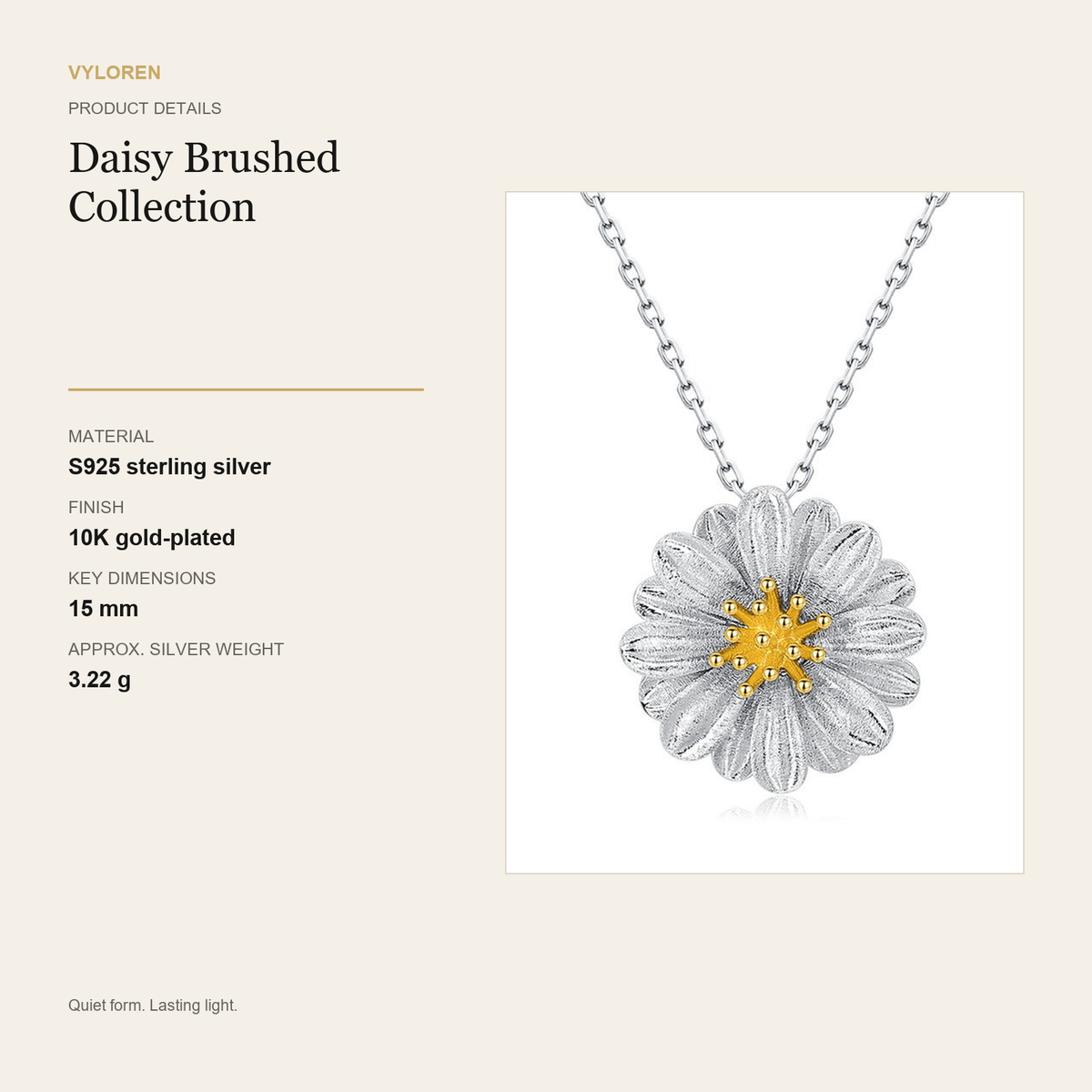 VYLOREN Daisy Brushed Collection product details card