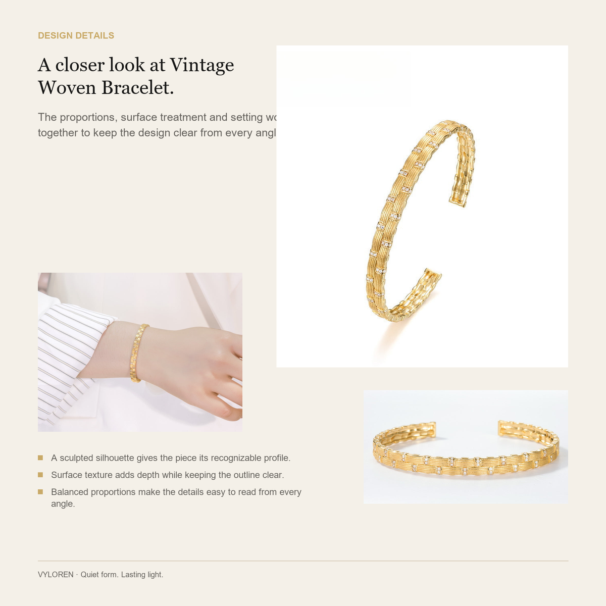 VYLOREN Vintage Woven Bracelet design details card