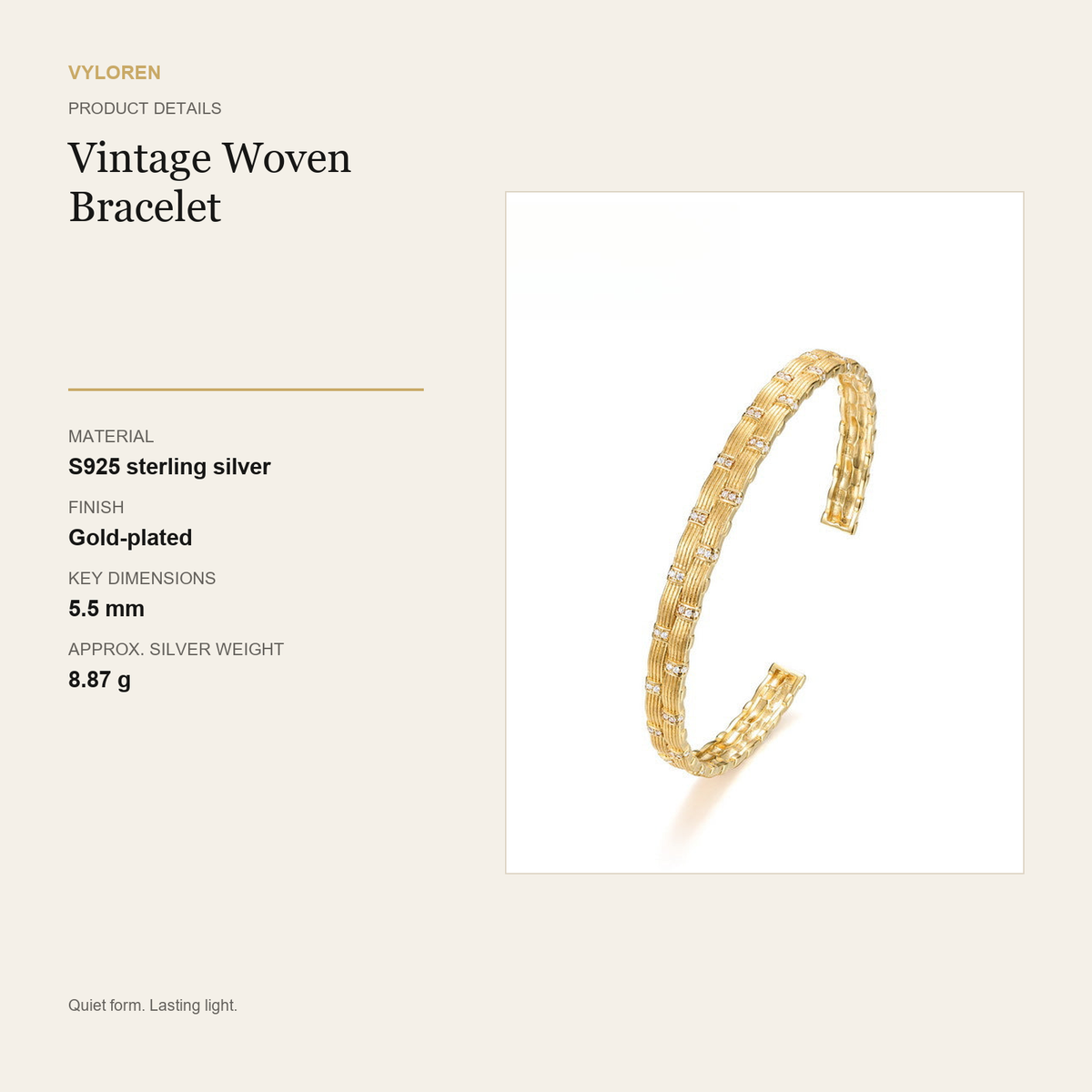 VYLOREN Vintage Woven Bracelet product details card
