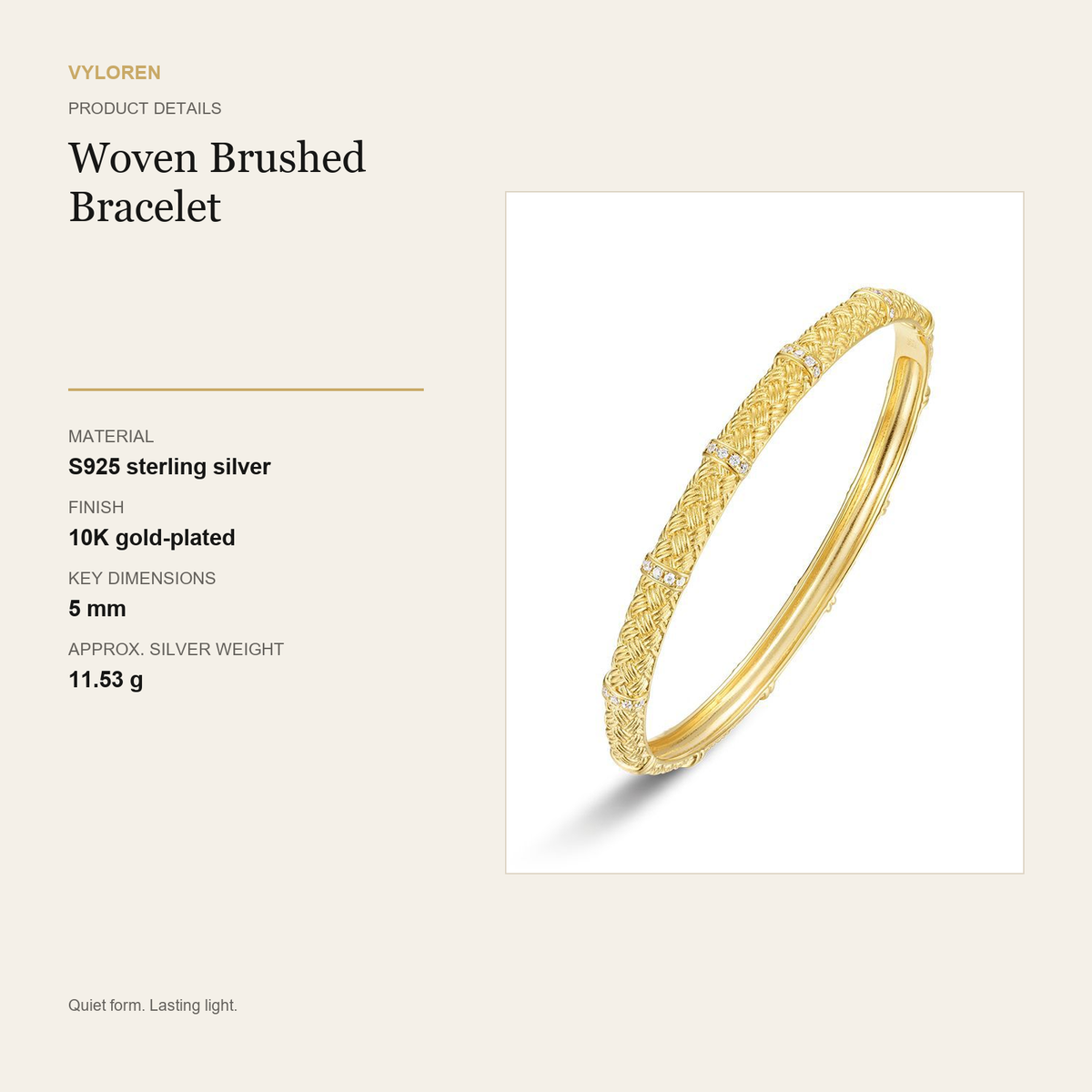 VYLOREN Woven Brushed Bracelet product details card