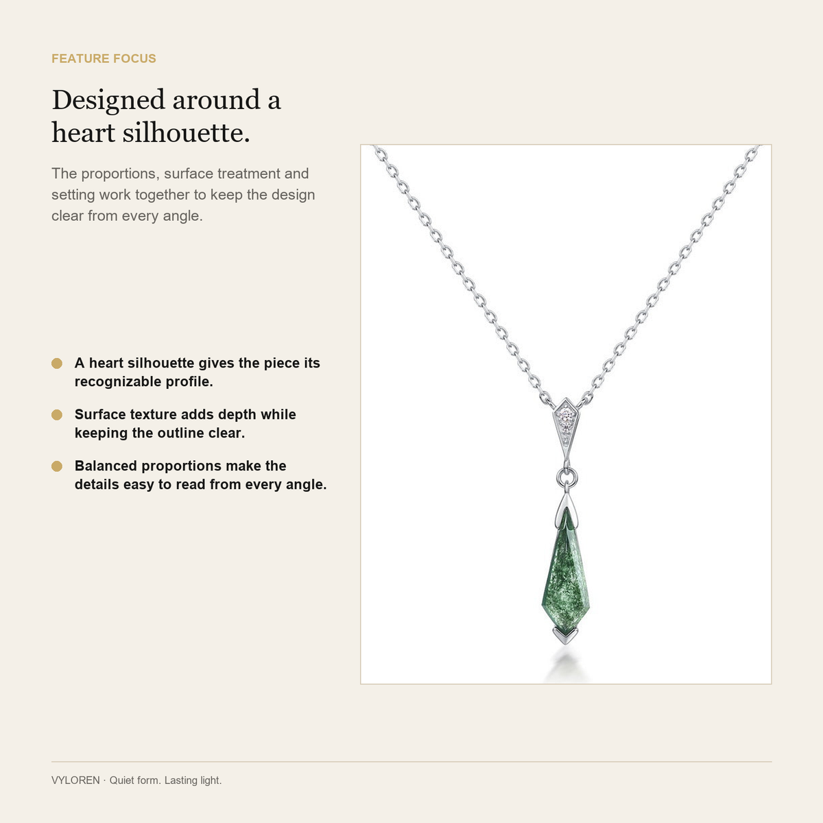 VYLOREN Moss Agate Necklace feature focus card, view 1