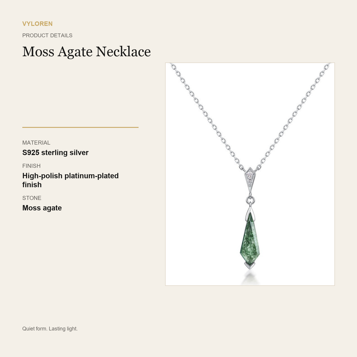 VYLOREN Moss Agate Necklace product details card