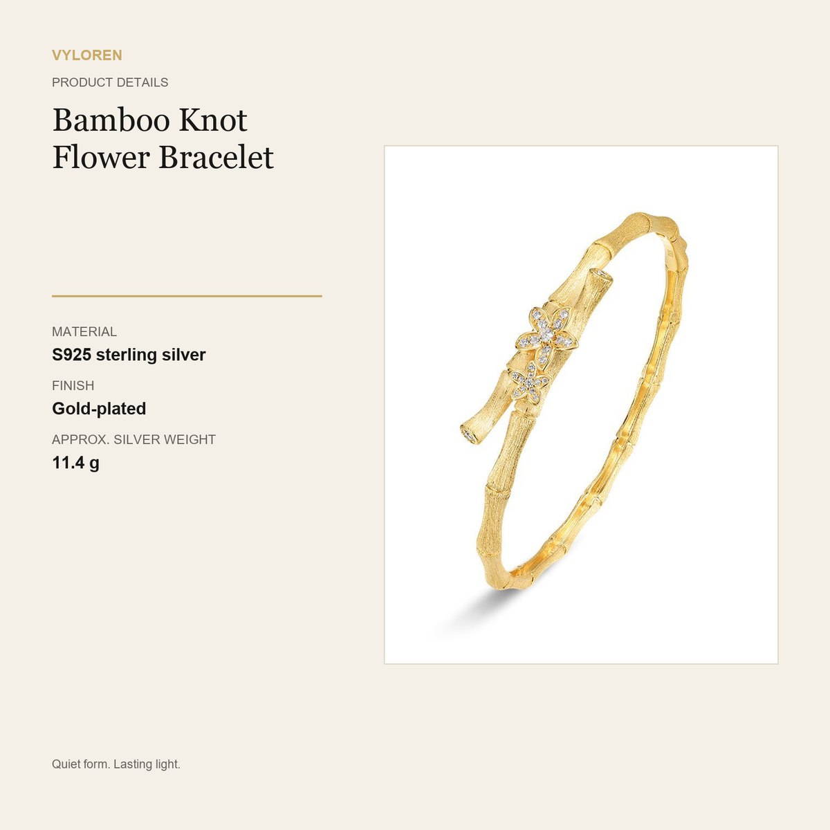VYLOREN Bamboo Knot Flower Bracelet product details card