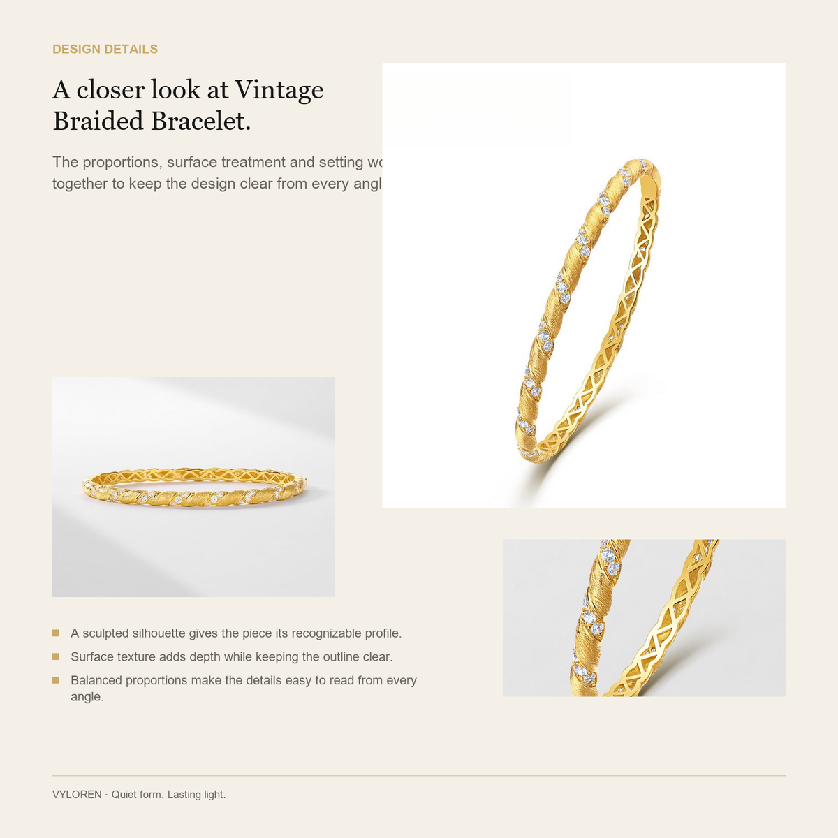 VYLOREN Vintage Braided Bracelet design details card