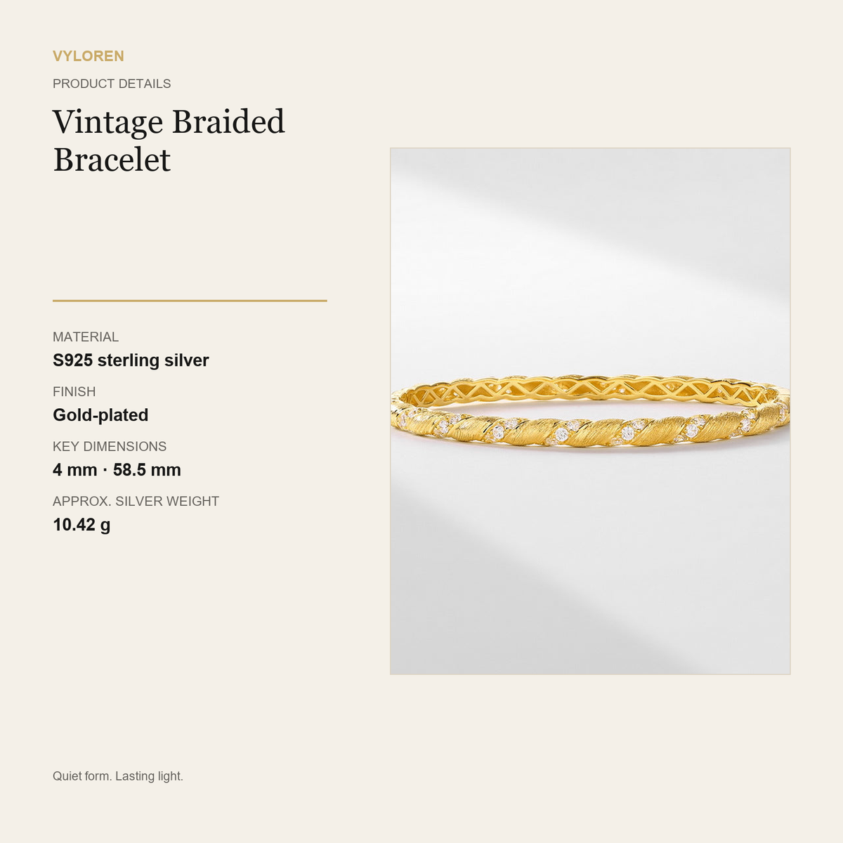 VYLOREN Vintage Braided Bracelet product details card