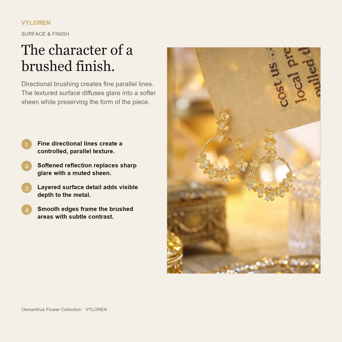 VYLOREN Osmanthus Flower Collection brushed finish card