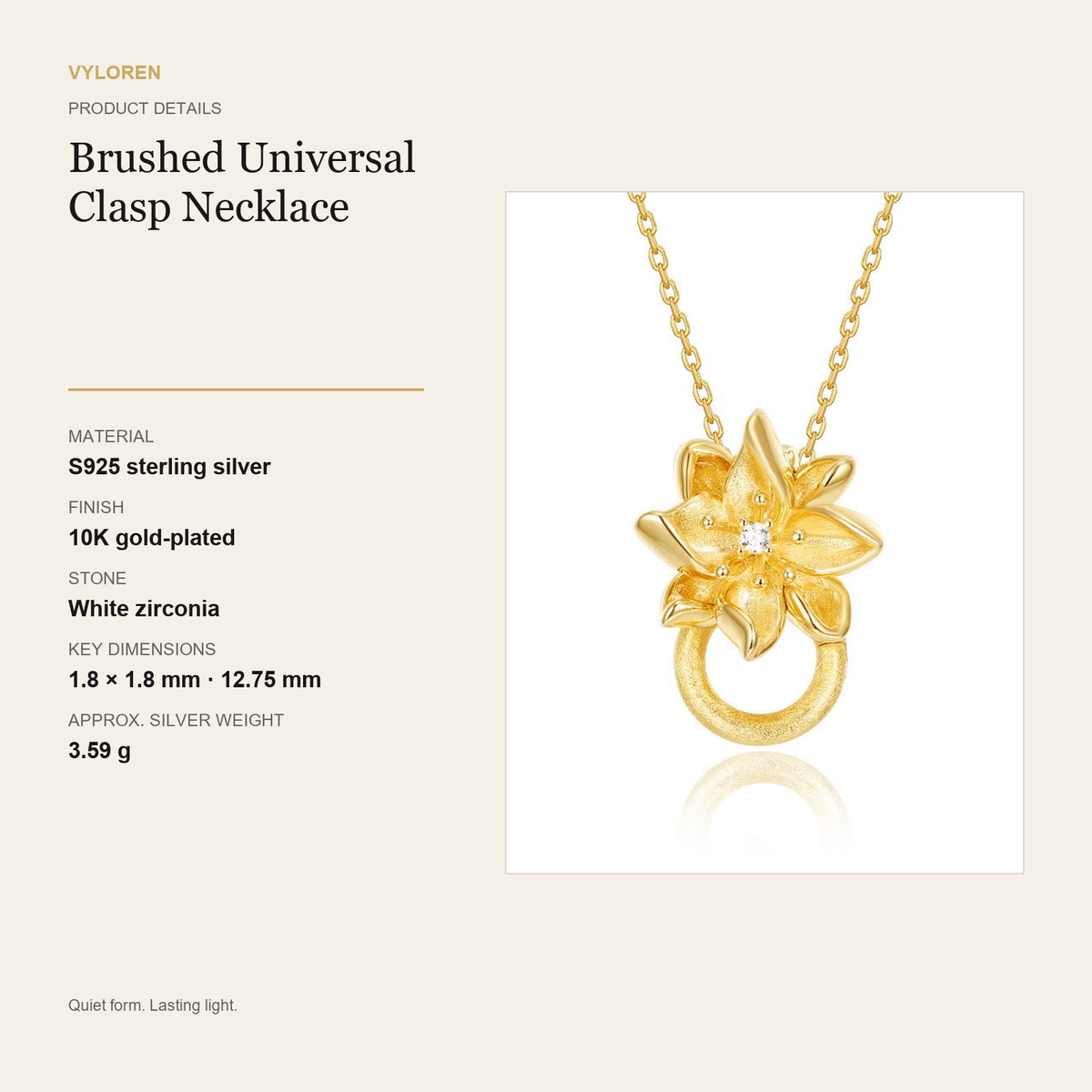 VYLOREN Brushed Universal Clasp Necklace product details card