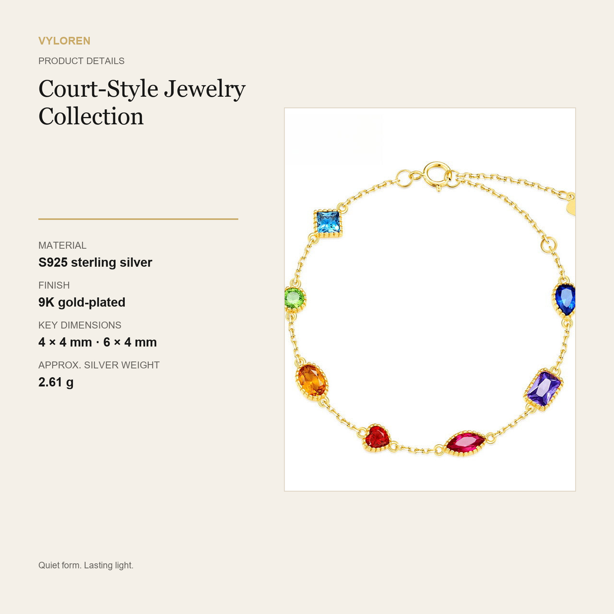 VYLOREN Court-Style Jewelry Collection product details card