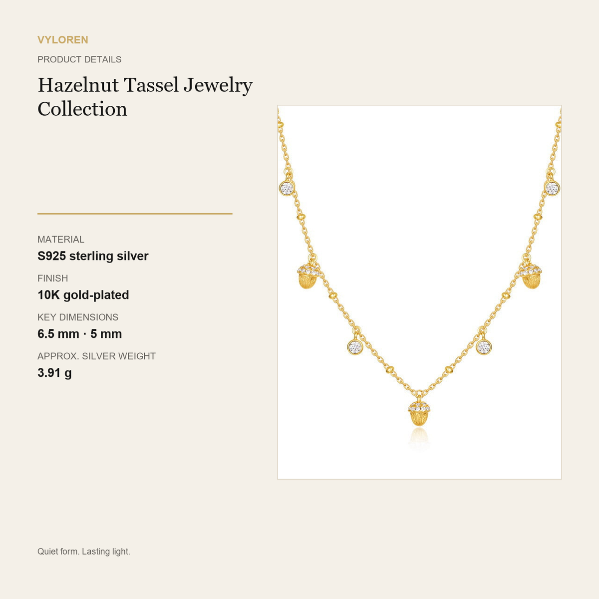 VYLOREN Hazelnut Tassel Jewelry Collection product details card
