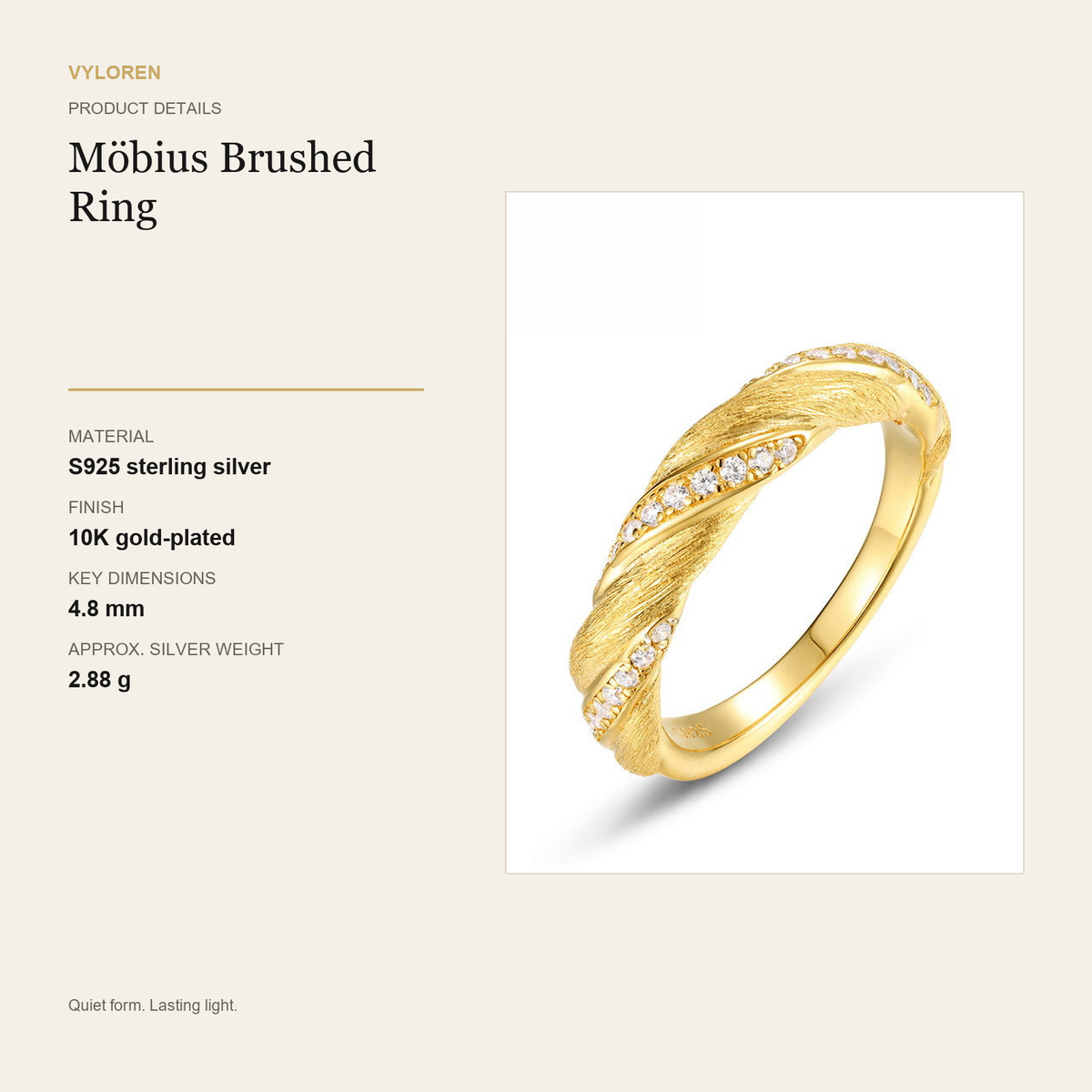 VYLOREN Möbius Brushed Ring product details card