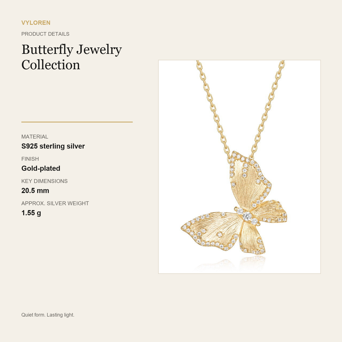 VYLOREN Butterfly Jewelry Collection product details card